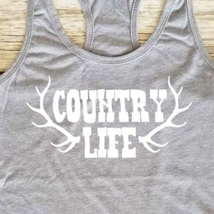 Country Life Antlers - ladies racerback tank top